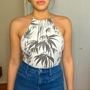 Tropical print halter top